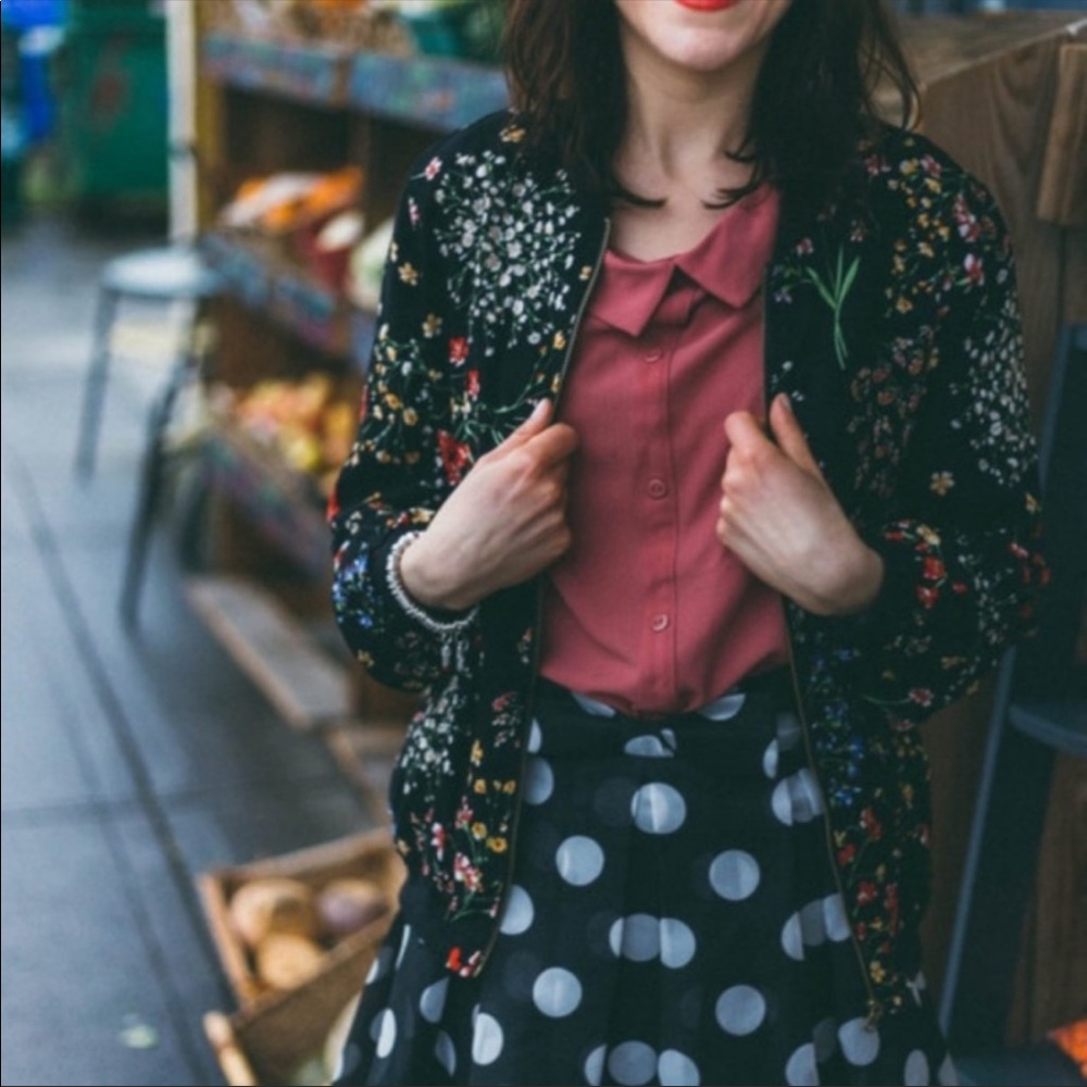 Cynthia Rowley Black Floral Bomber L Anthropologie